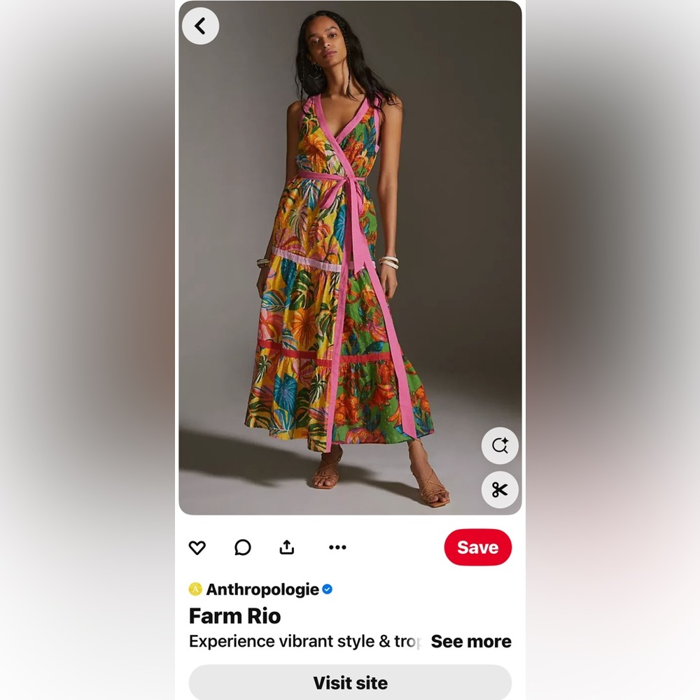 Farm Rio by Anthropologie Palm wrap maxi dress size S. Vibrant colored w belt - Picture 1 of 16